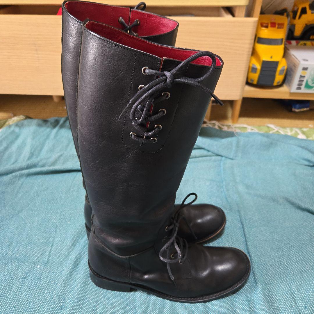 【ほぼ未使用】sunaokuwahara 膝下丈ブーツ Mサイズ 牛革