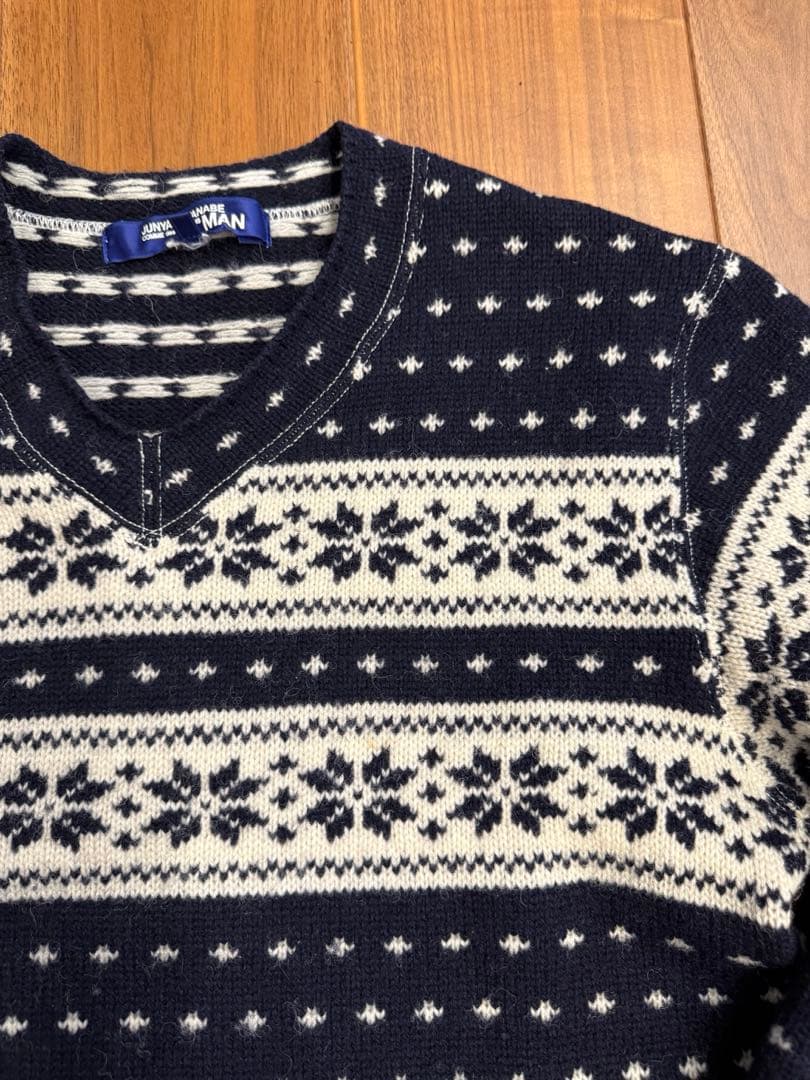 JUNYA WATANABE MAN ノルディック柄ニット M 紺 11aw