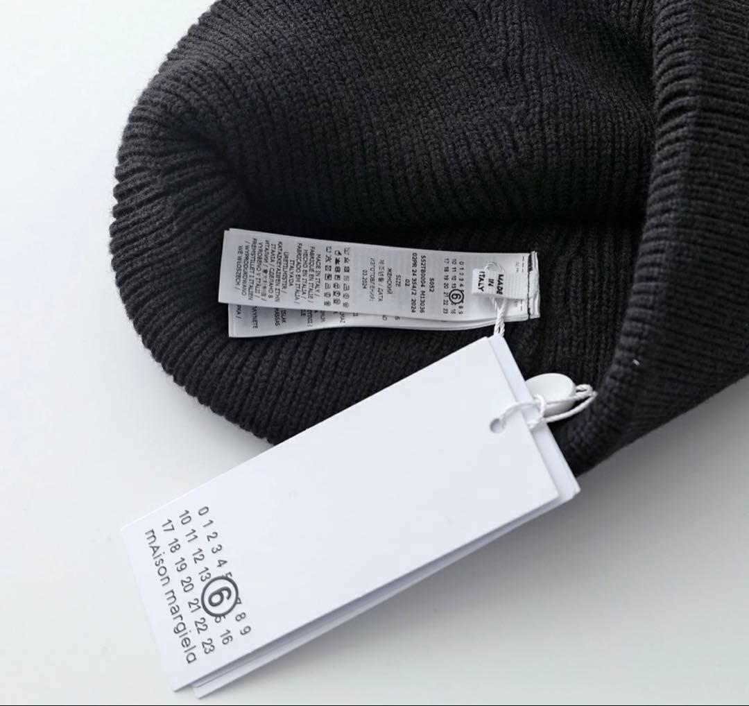 新品MM6 エムエムシックス メゾンマルジェラ ロゴ ニット帽 ニットキャップ