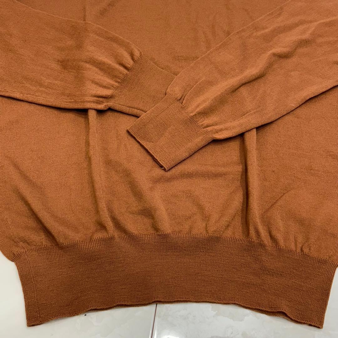 極美品 クリーニング済 グランサッソ モックネックニット 46 レンガ オレンジ