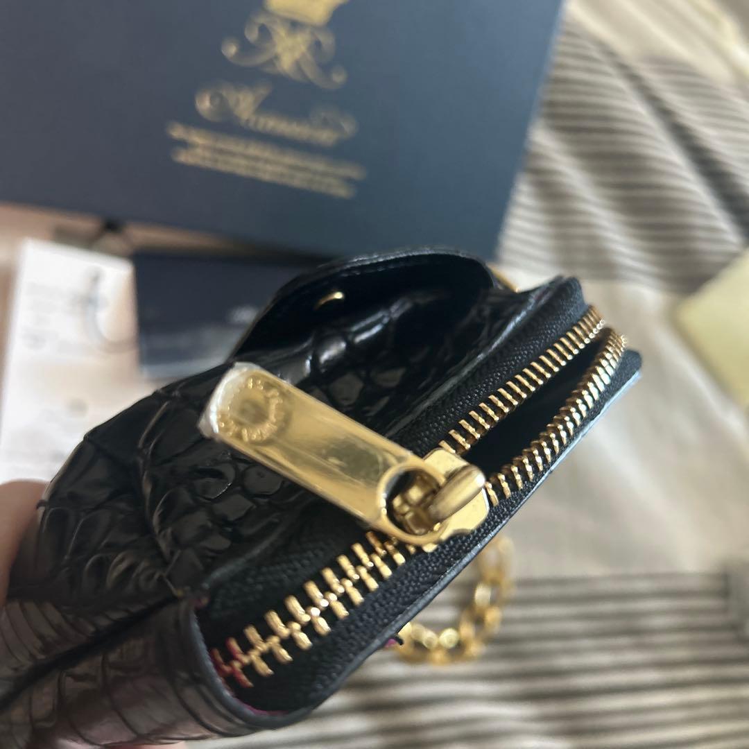 ADMJ マットクロコダイル　お財布バック　ブラック