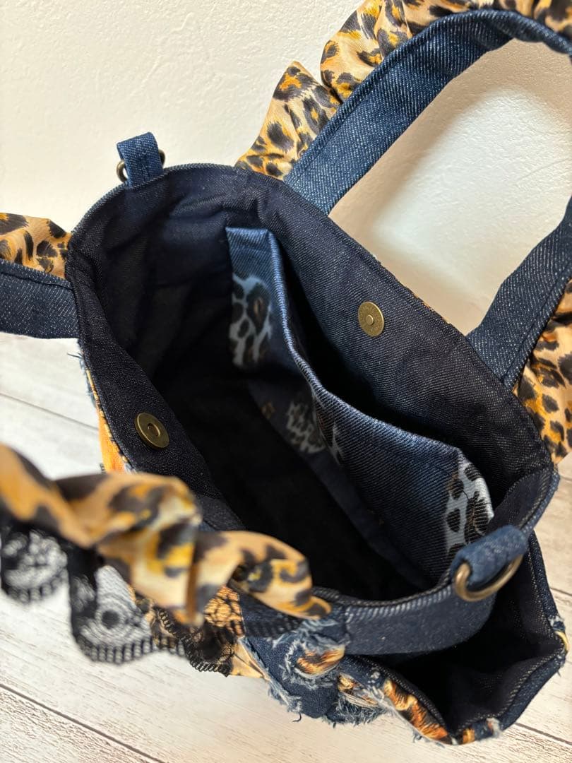 m*︎様 クムくん★レオパード＆クラッシュデニム★チューリップバッグ☆ コヤンイ