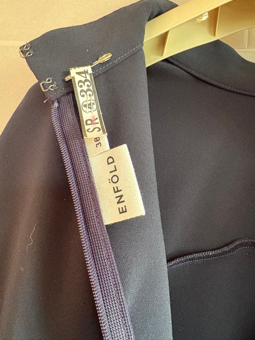 クリーニング済　ENFOLD ハイネック　ワンピース　ネイビー　38