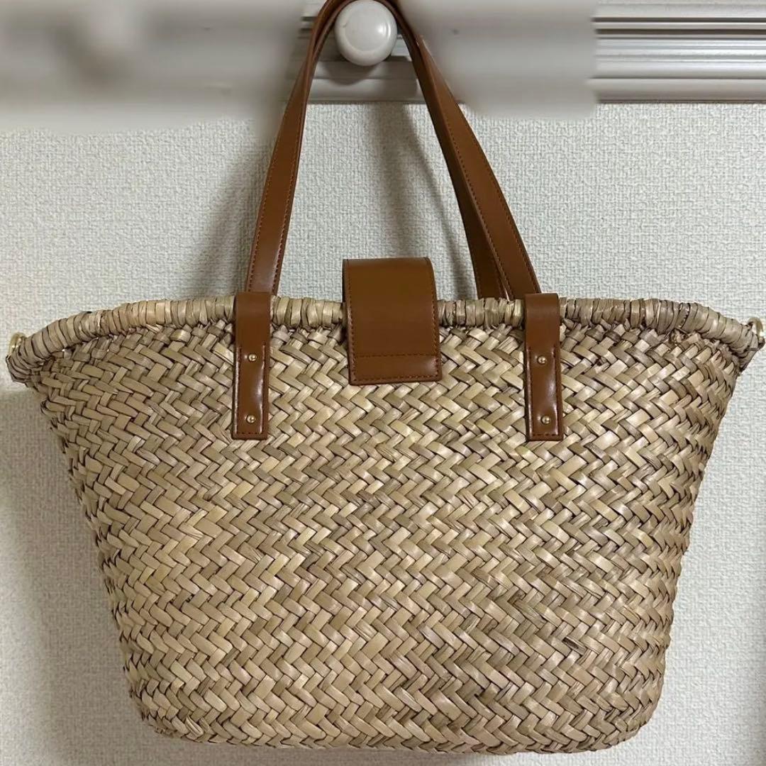 SNIDEL コットンショルダーブレードトートバッグ　かごバッグ BR