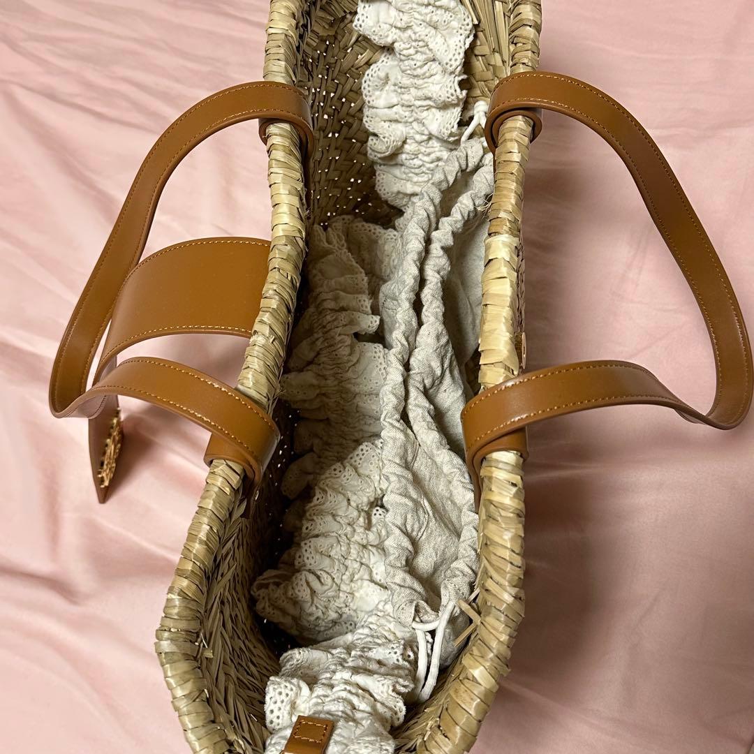 SNIDEL コットンショルダーブレードトートバッグ　かごバッグ BR