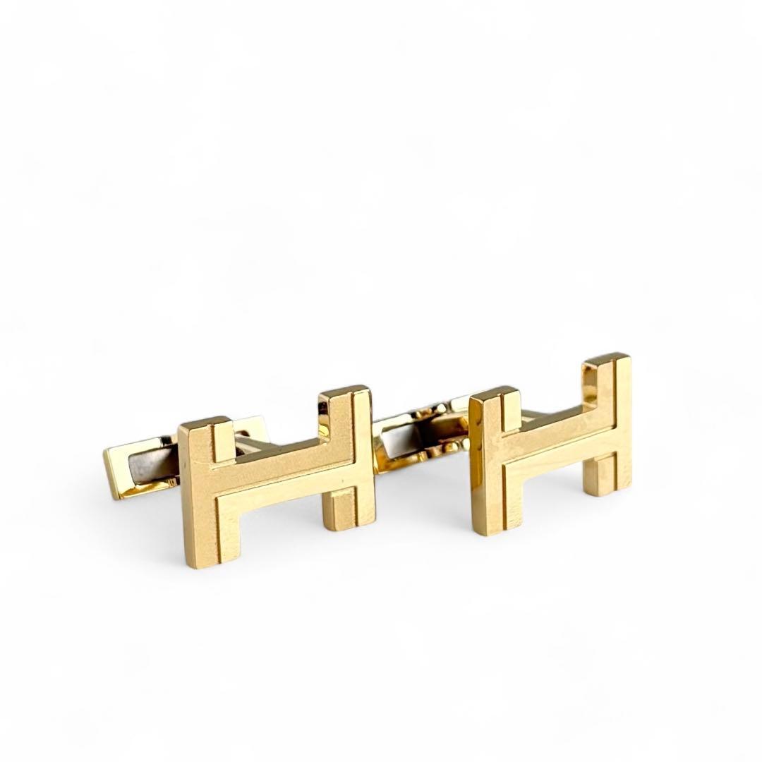 HERMES H・オ・カレ カフス Hロゴ ゴールド