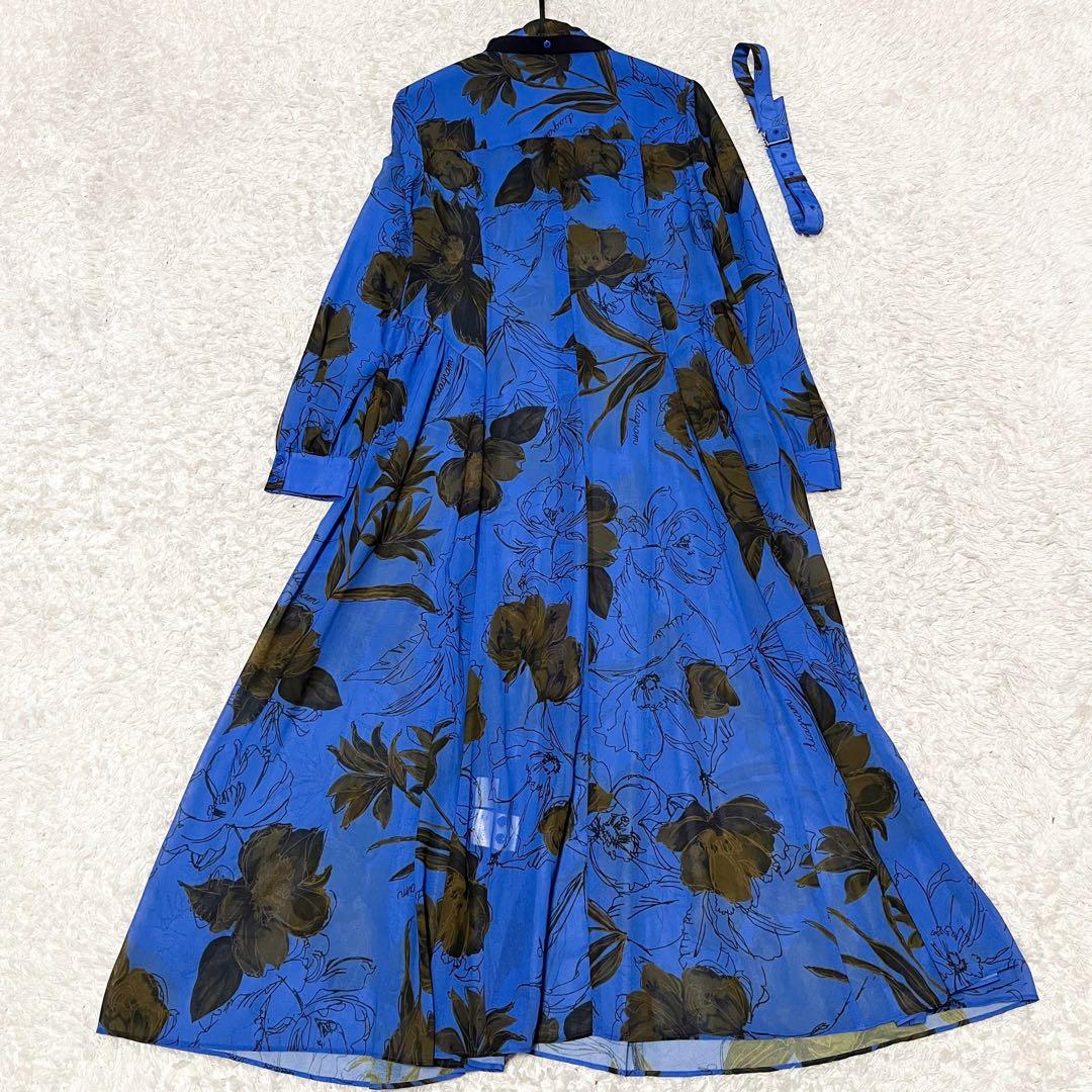 GRACE CONTINENTAL ボウタイ ロゴフラワープリントワンピース