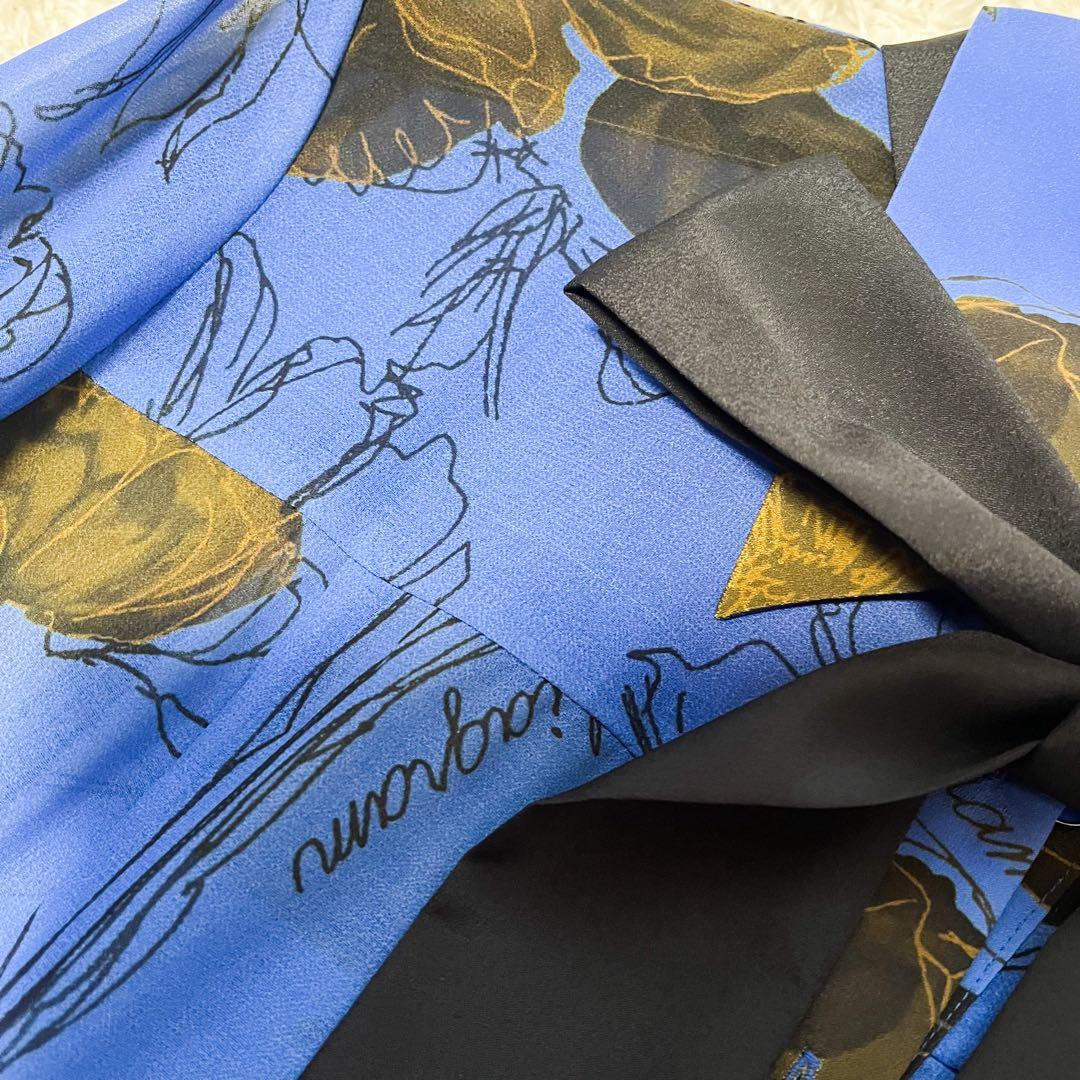 GRACE CONTINENTAL ボウタイ ロゴフラワープリントワンピース