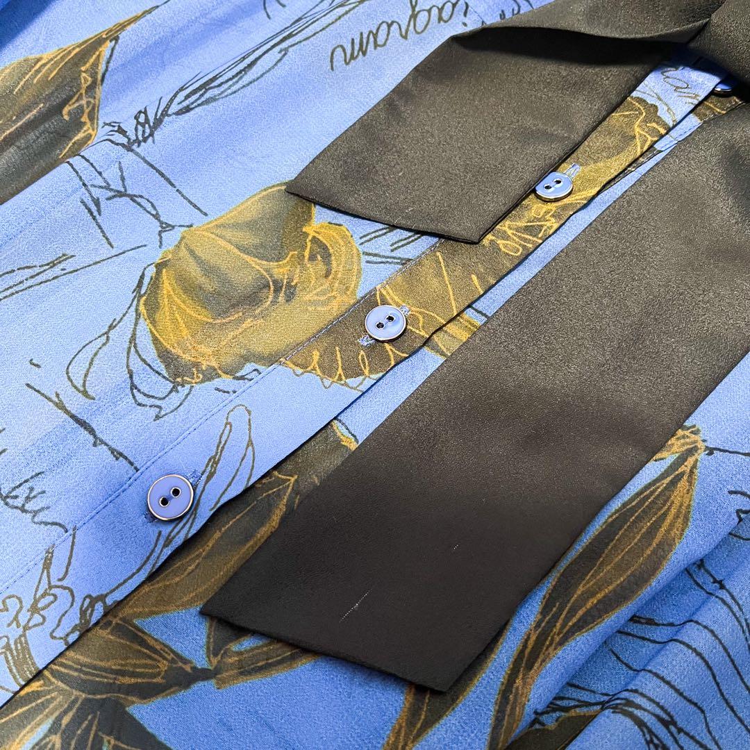 GRACE CONTINENTAL ボウタイ ロゴフラワープリントワンピース