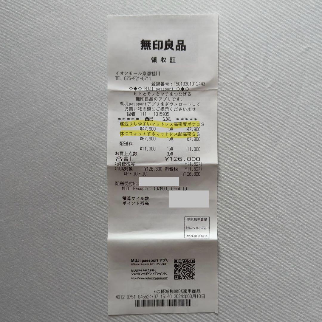 無印 ポケットコイルマットレス スモール｜発送無料・引き取り歓迎