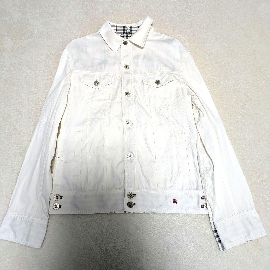 希少色 バーバリーブラックレーベル デニムジャケット ノバチェック ホワイト M