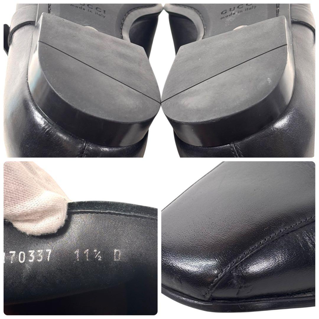 グッチ 11 1/2 30.5 レザー ビジネス シングルモンク ブラック 黒
