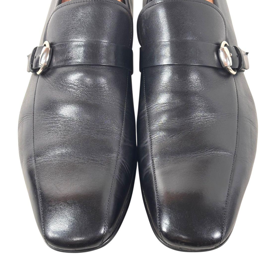 グッチ 11 1/2 30.5 レザー ビジネス シングルモンク ブラック 黒