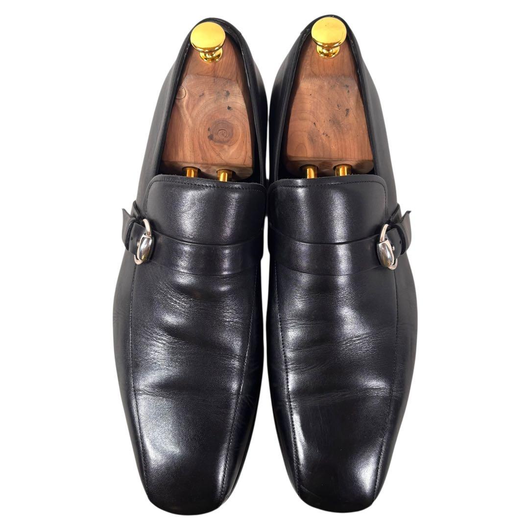 グッチ 11 1/2 30.5 レザー ビジネス シングルモンク ブラック 黒