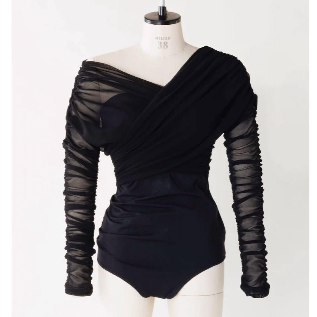 トップス FETICO TULLE GATHERED BODYSUIT