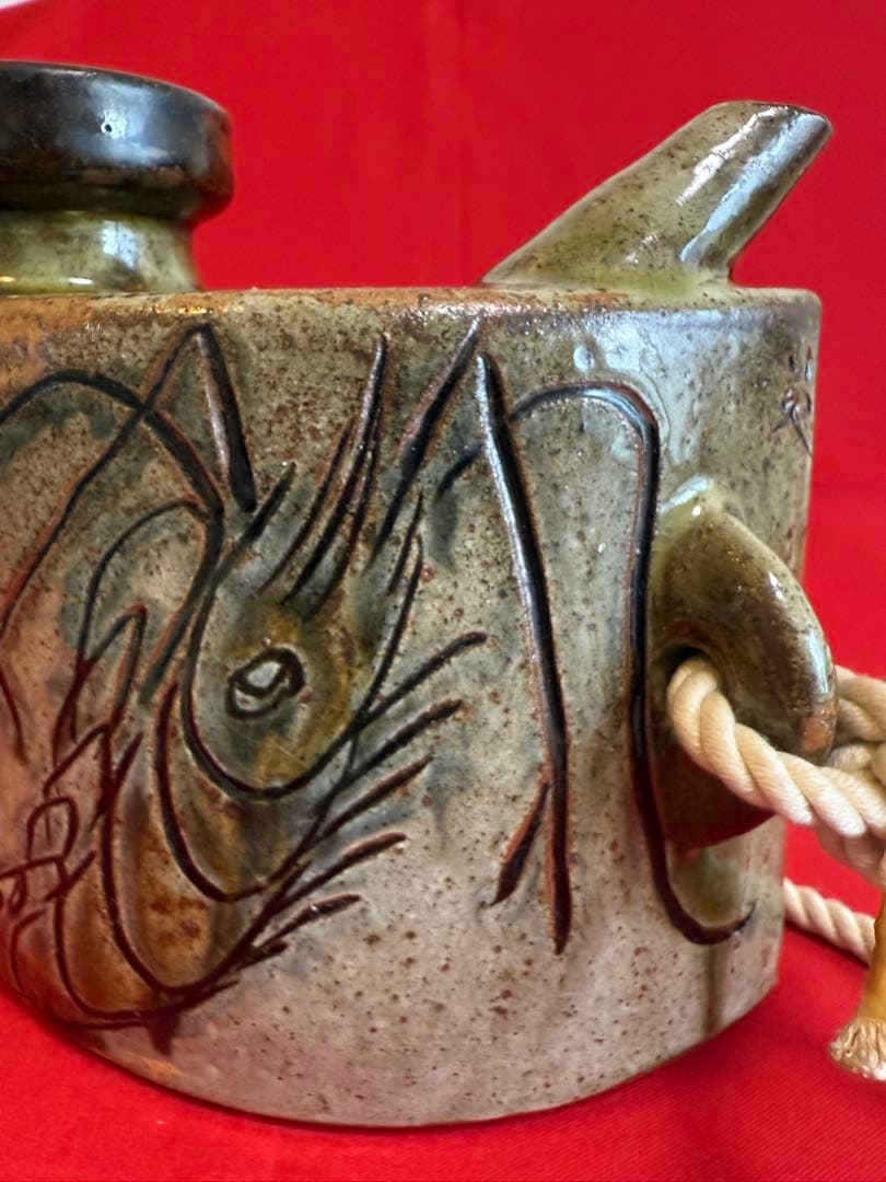 お*)様 きびん ★☆ 海老紋抱瓶 壺屋焼 壷屋焼 作家もの 人間国宝？ 詳細不