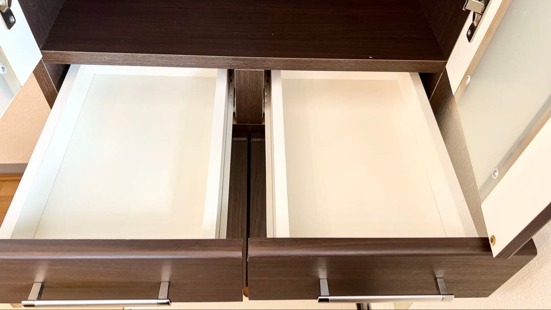 ニトリ　食器棚　ブラウン