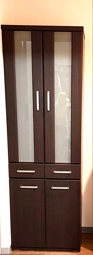 ニトリ　食器棚　ブラウン