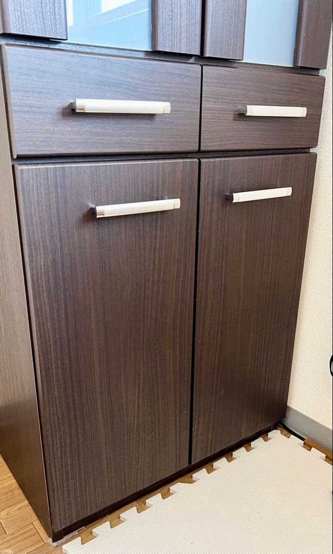 ニトリ　食器棚　ブラウン