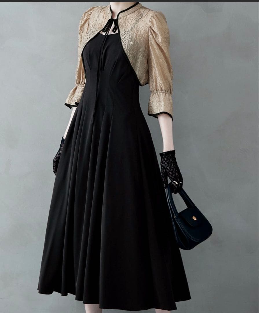 etoll. ジャガードボレロ＆ウエストタックボリュームパーティードレス