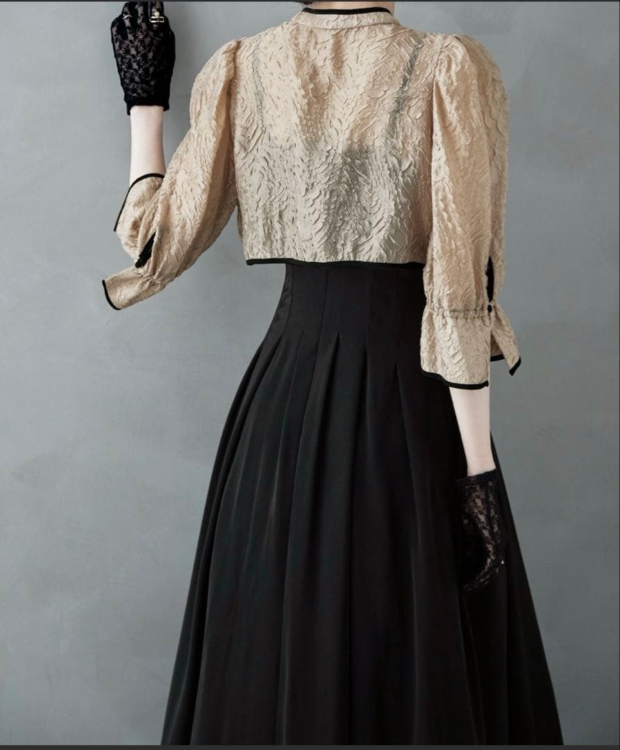 etoll. ジャガードボレロ＆ウエストタックボリュームパーティードレス