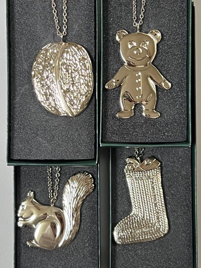 ジョージジェンセン クリスマスオーナメント　4個セット　　シルバー