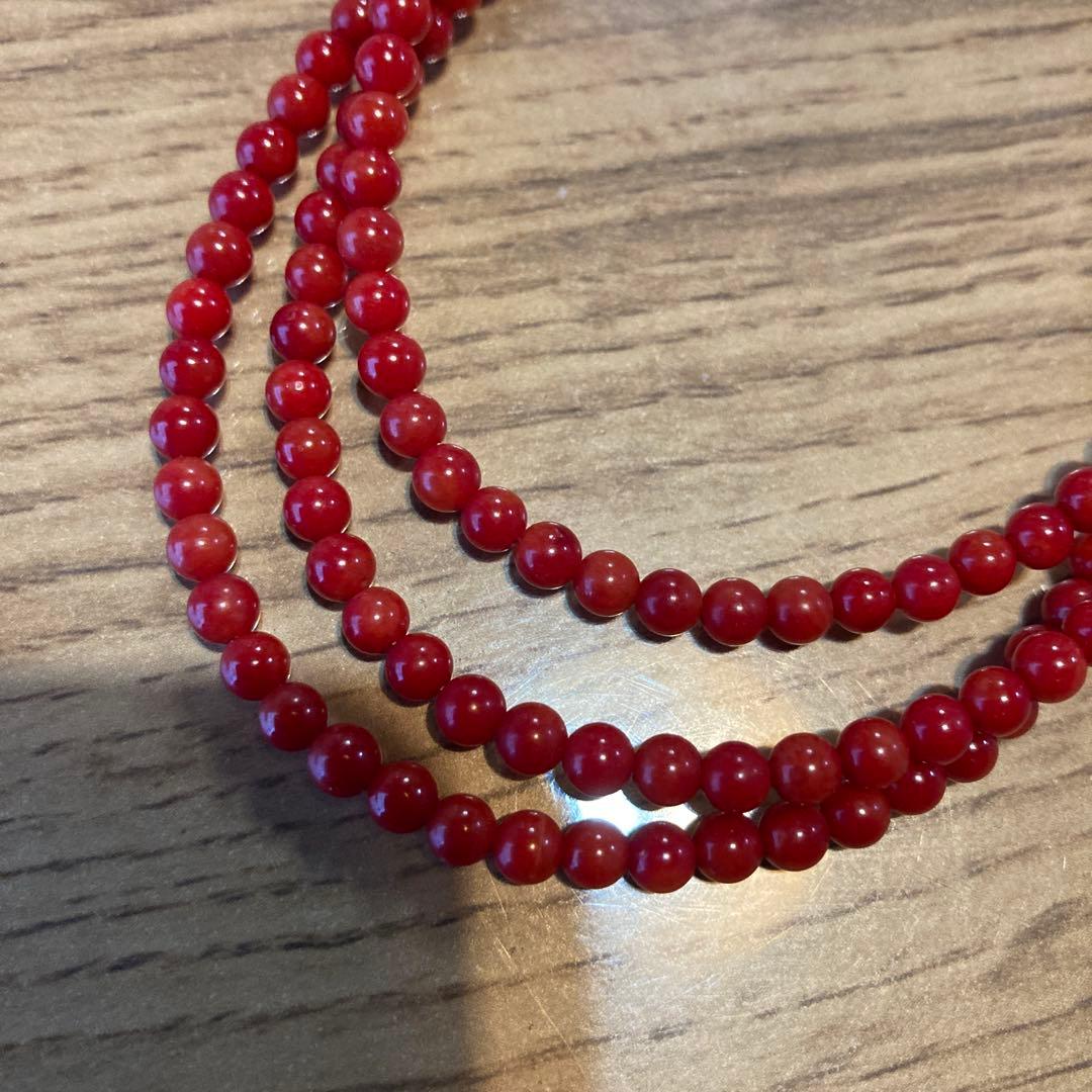 赤珊瑚　3連ネックレス