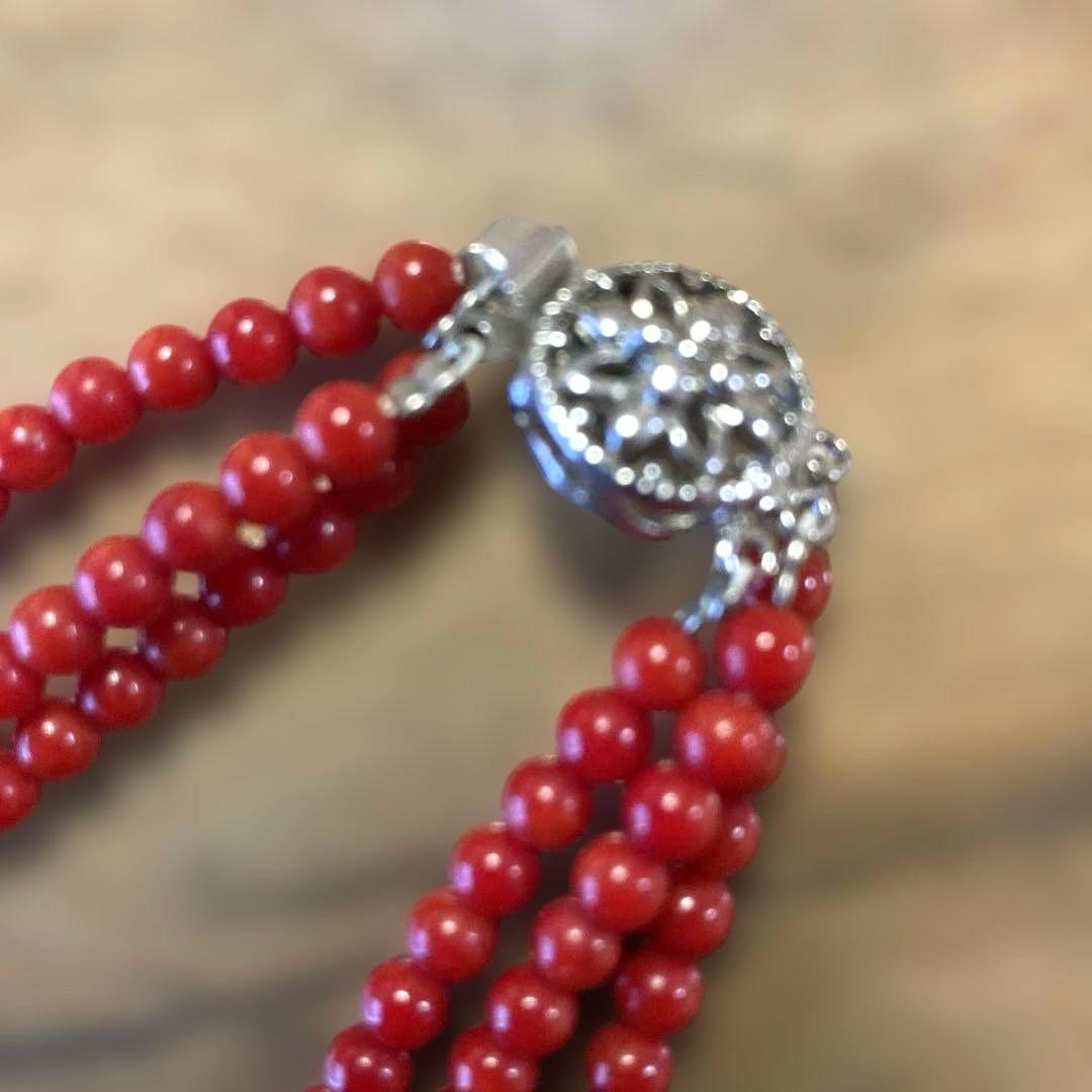 赤珊瑚　3連ネックレス