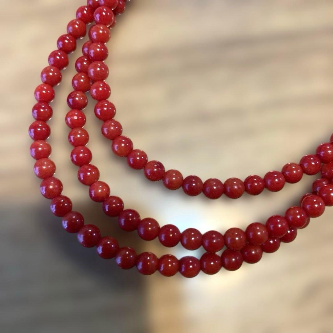 赤珊瑚　3連ネックレス