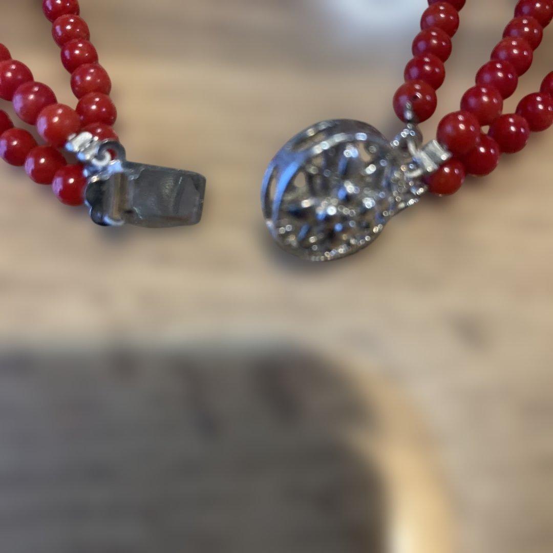 赤珊瑚　3連ネックレス