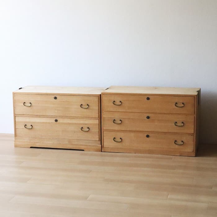 アンティーク 2段 総桐箪笥 古家具 無垢材 無塗装 和タンス 着物用