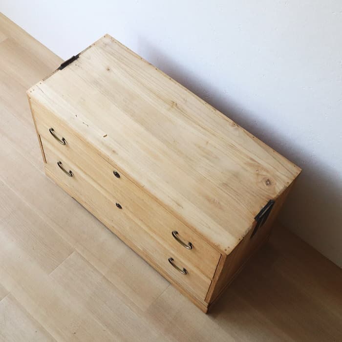 アンティーク 2段 総桐箪笥 古家具 無垢材 無塗装 和タンス 着物用