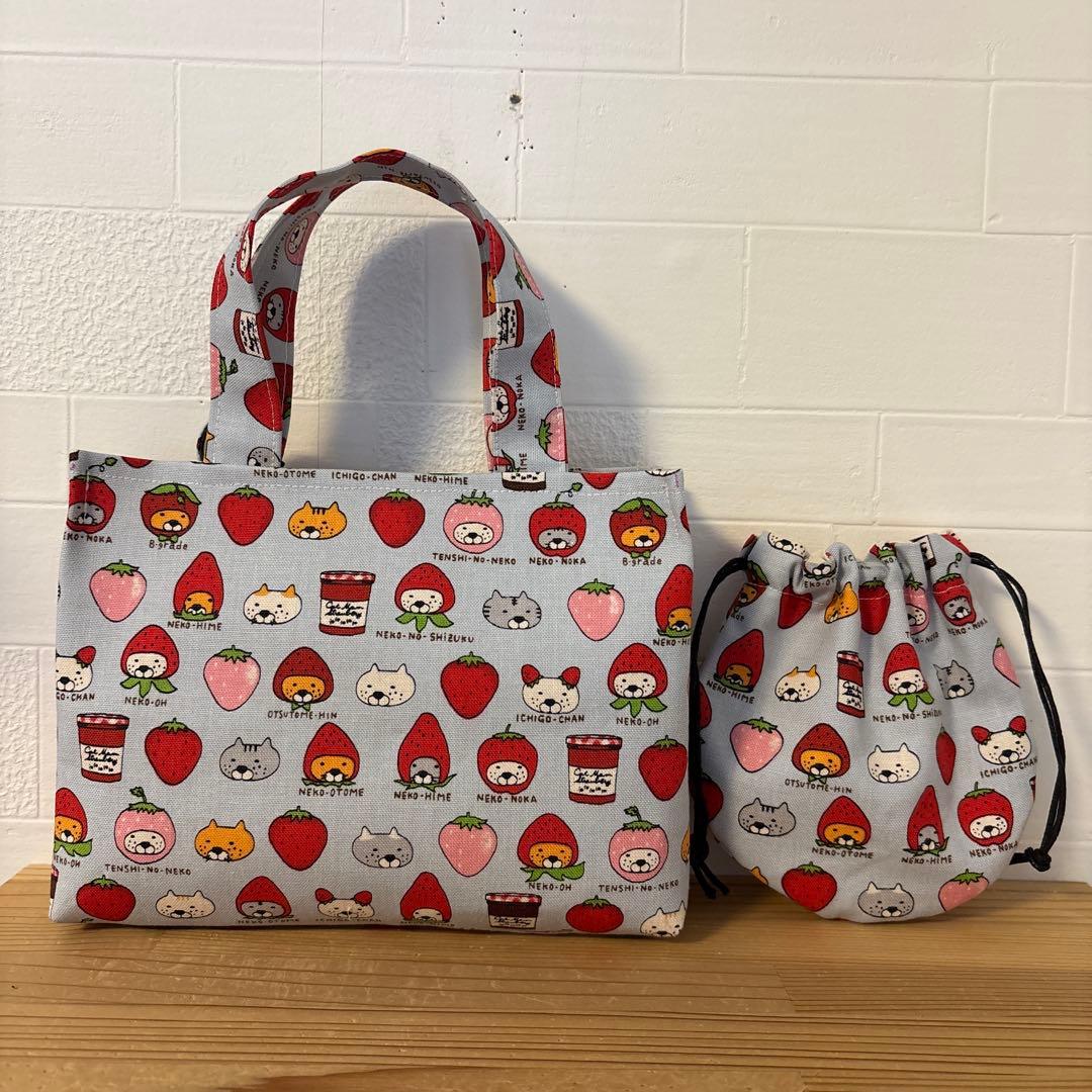 感謝価格　巾着　猫柄　ハンドメイド　小物入れ　おやつ入れ