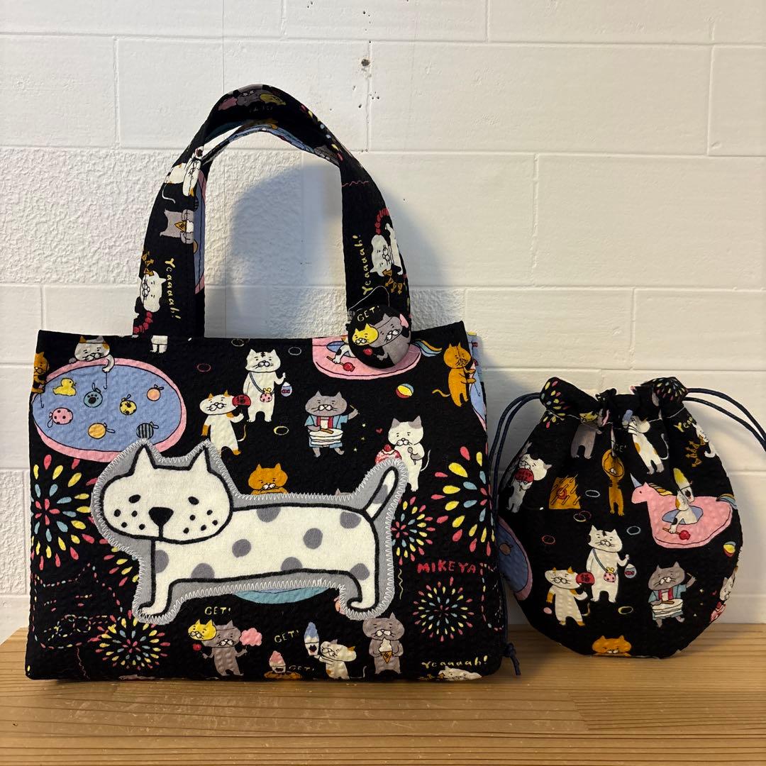 感謝価格　巾着　猫柄　ハンドメイド　小物入れ　おやつ入れ