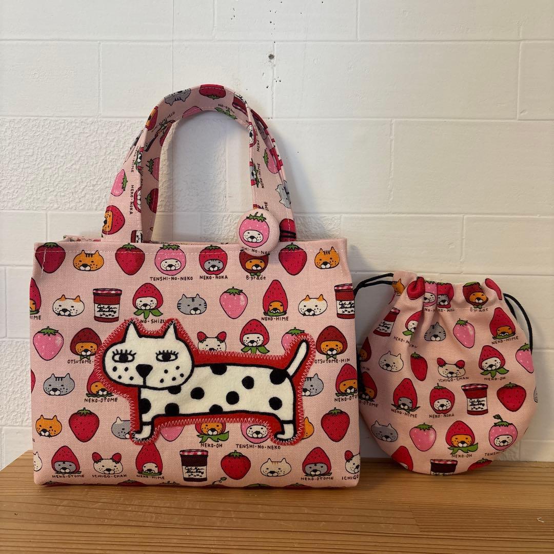 感謝価格　巾着　猫柄　ハンドメイド　小物入れ　おやつ入れ