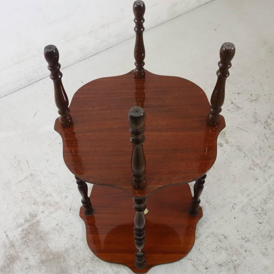 値下 イタリア製 クラシカル家具 象嵌装飾 ラウンドサイドテーブル 棚板付き