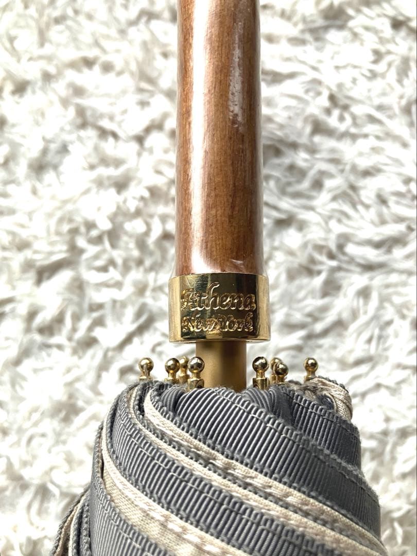 美品◯アシーナニューヨーク 折り畳み 日傘 ベージュ✖️グレー