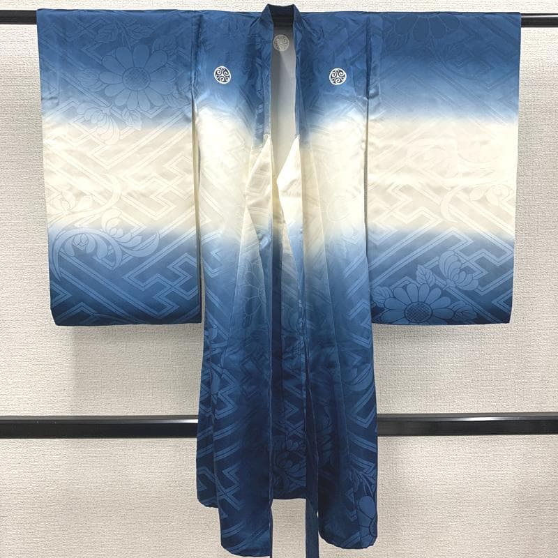 506ay76□お宮参り 男児 祝い着 着物 産着 掛け着 地紋入り□状態良好