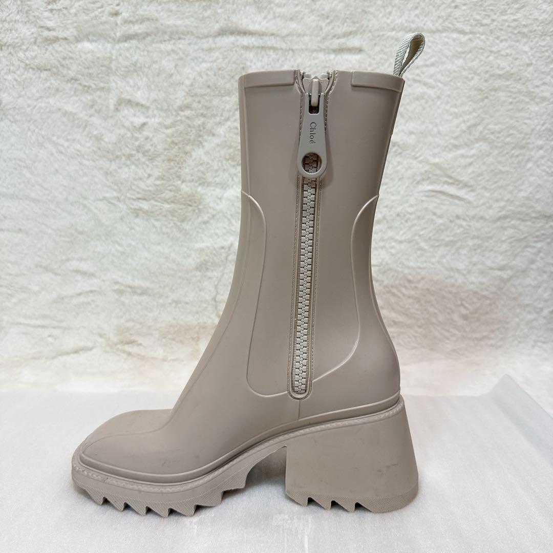 美品✨ クロエ レインブーツ 36 サイドジップ ラバー アイボリー