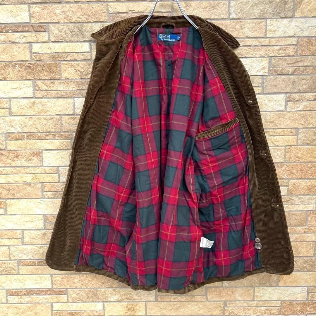 ポロバイラルフローレン チェック 太畝 コーデュロイ ハンティング ジャケット