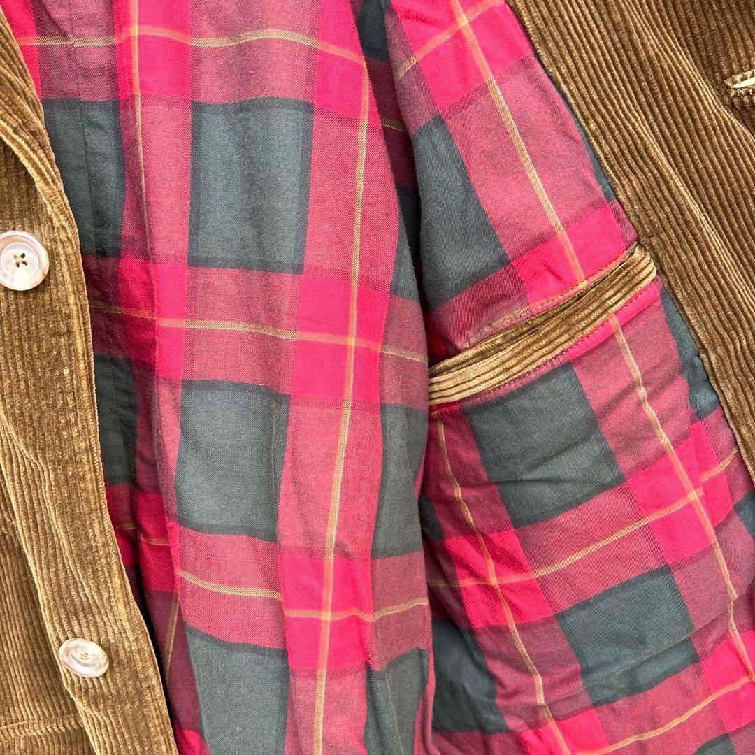 ポロバイラルフローレン チェック 太畝 コーデュロイ ハンティング ジャケット