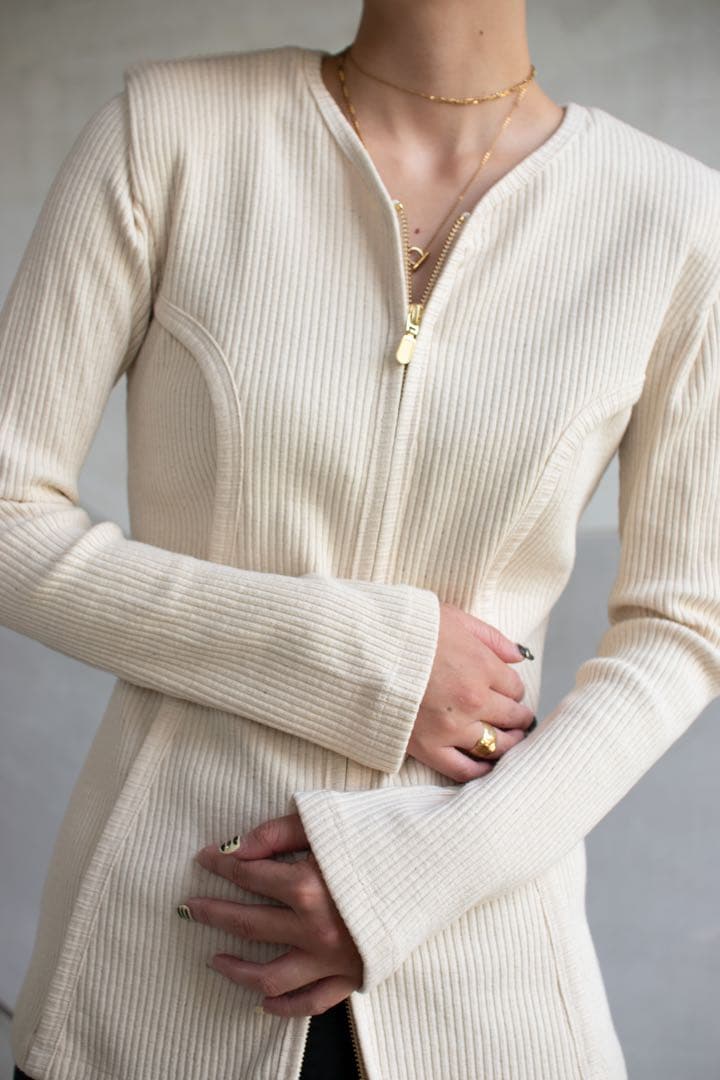 AKIKOAOKI Shoulder V cardigan ネイビー