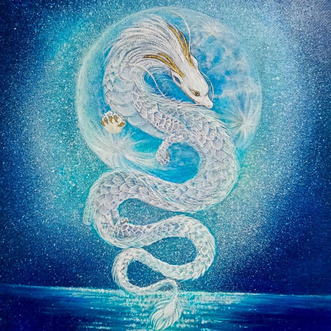 No.531 F3キャンバス 龍神 アクリル画 原画開運絵画 龍神絵画