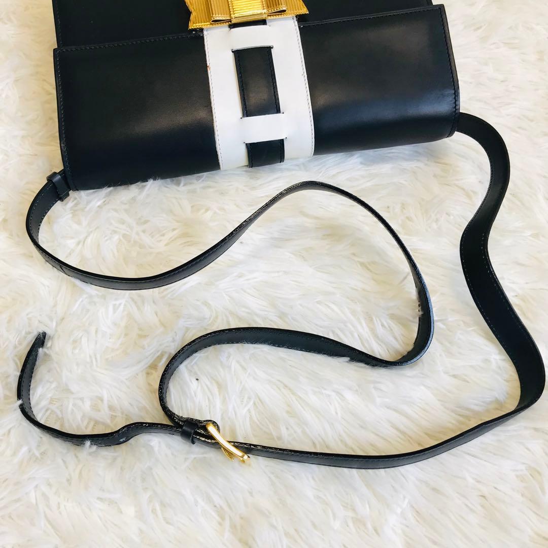 【極美品】セリーヌ ショルダーバッグ 肩掛け フラップ リボン ロゴ金具