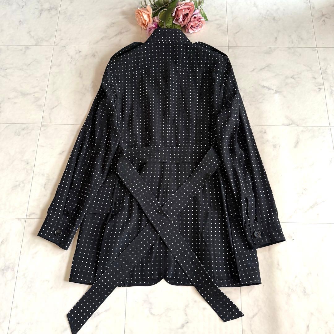 極美品★マックスマーラ 白タグ 近年 シルク100% ベルト付コート 42 黒