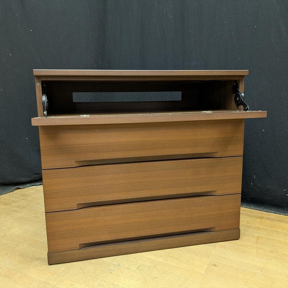 美品　府中　松岡家具　ウォールナット　桐　焼印　TVチェスト　リビングチェスト