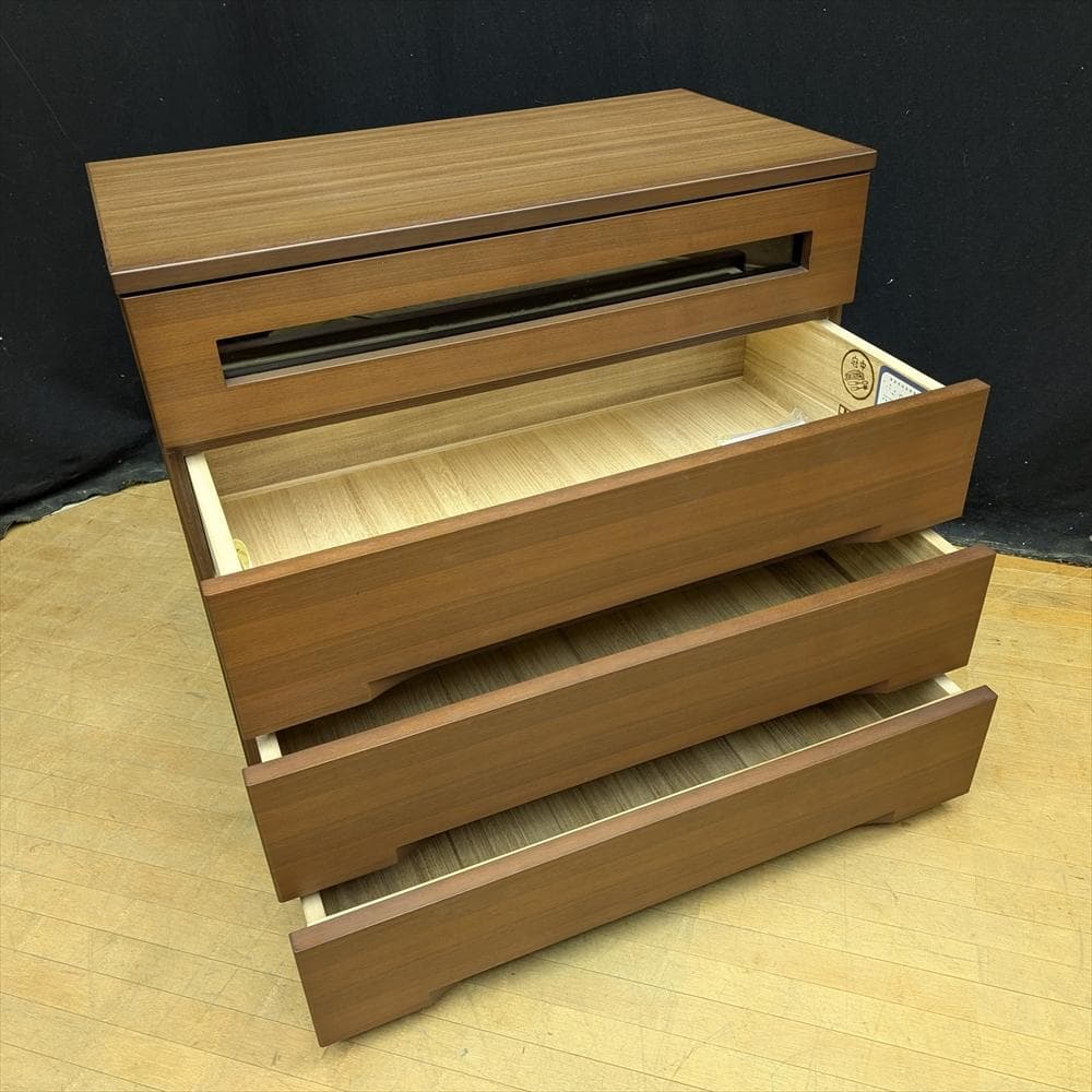 美品　府中　松岡家具　ウォールナット　桐　焼印　TVチェスト　リビングチェスト