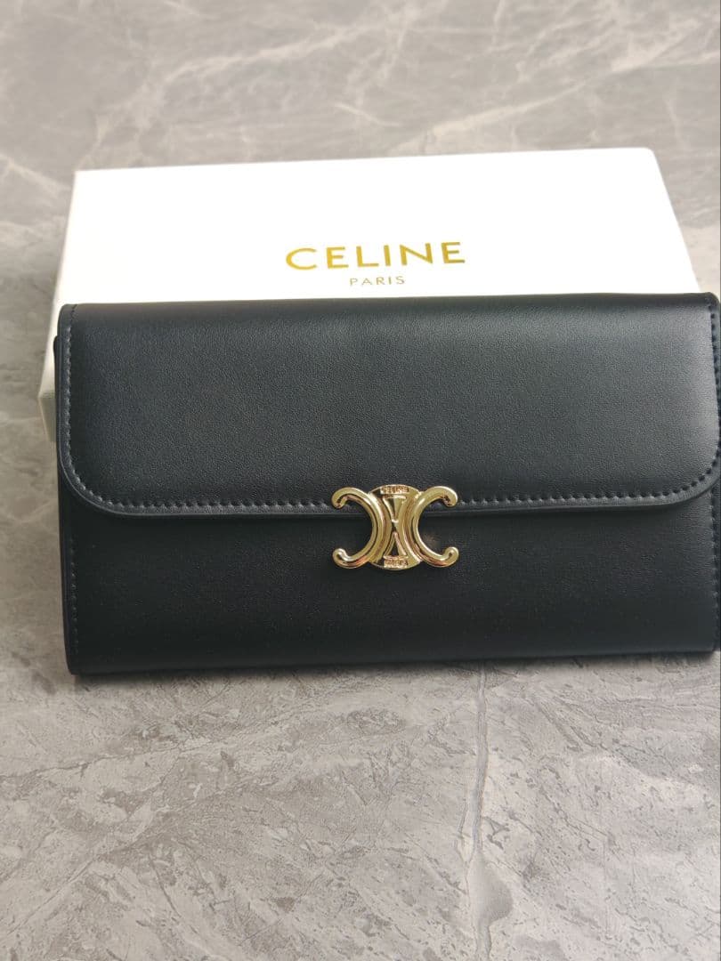 CELINE トリオンフ フラップ ロングウォレット長財布　美品
