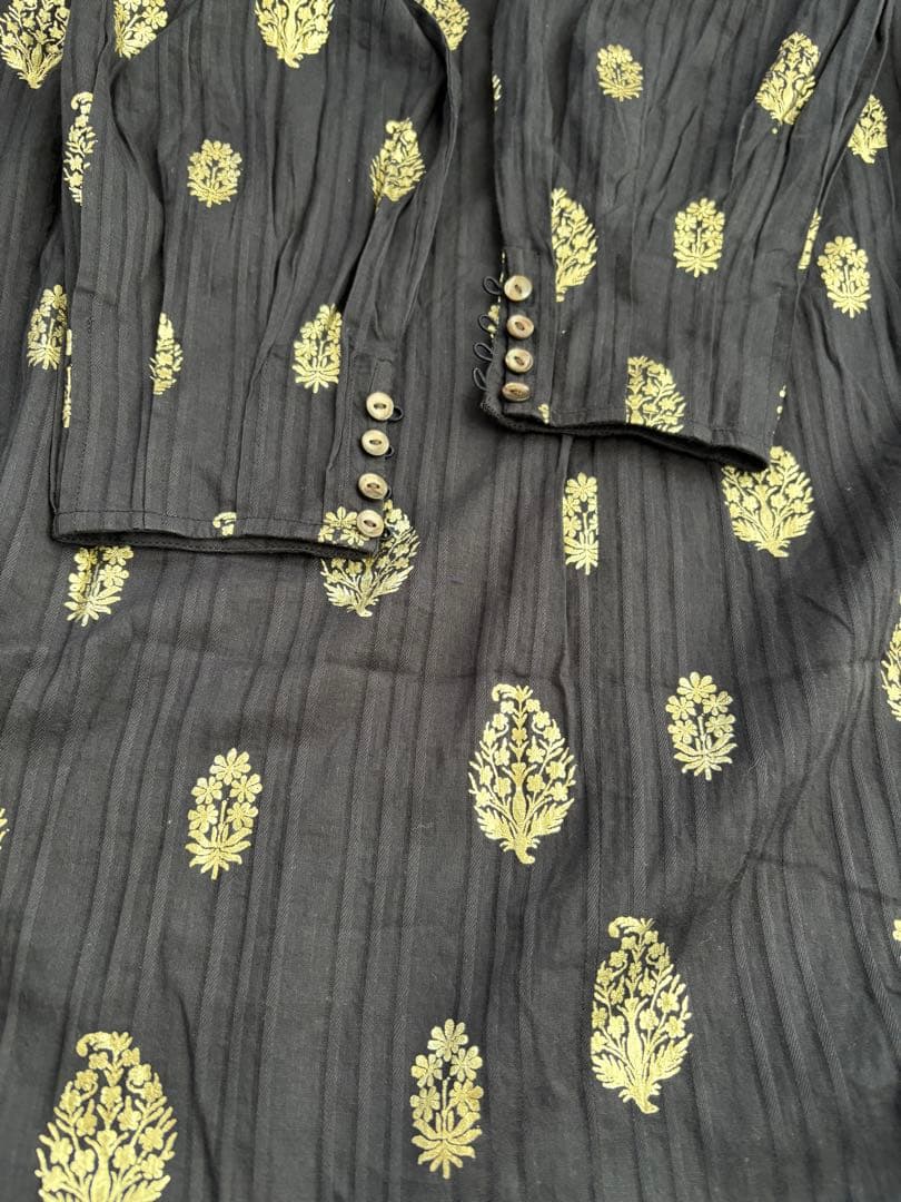 ヌキテパCOTTON DOBBY PRINT NECK GATHER DRESS