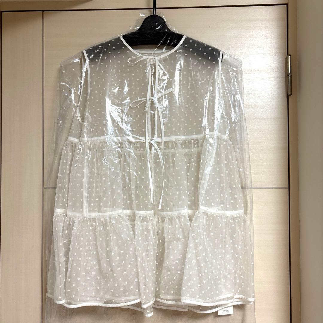 【新品未使用】yori ドットフロッキーティアードジレ　白